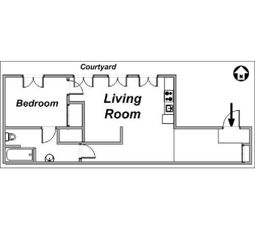 Paris 1 Bedroom apartment - layout 