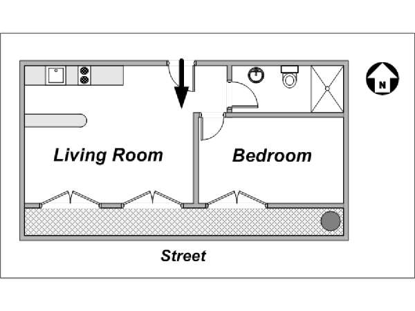 Parigi 1 Camera da letto appartamento - piantina approssimativa dell' appartamento  (PA-3311)