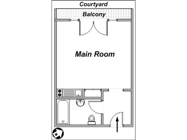 Paris Studio/T1 logements location appartements - plan schématique (PA-3312) Paris Studio/T1 logements location appartements - plan schématique (PA-3312)