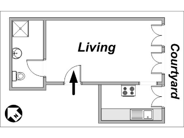 Paris Studio apartment - apartment layout  (PA-3326)