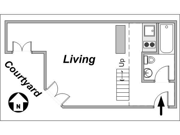 Paris Studio/T1 appartements location vacances - plan sch&eacute;matique 