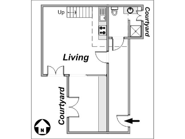 Paris Studio/T1 logements location appartements - plan schématique (PA-3334) Paris Studio/T1 logements location appartements - plan schématique (PA-3334)