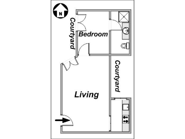 Paris 1 Bedroom accommodation - layout 