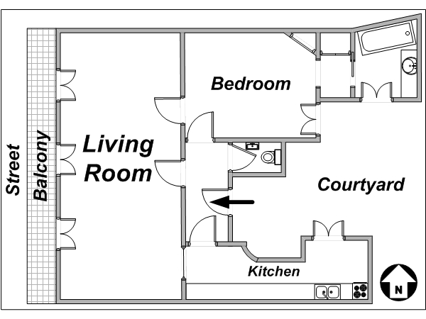 Paris 1 Bedroom accommodation - layout Paris 1 Bedroom accommodation - layout