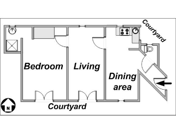 Paris 2 Zimmer ferienwohnung - layout (PA-3351) Paris 2 Zimmer ferienwohnung - layout (PA-3351)