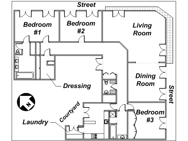 Paris 3 Bedroom accommodation - layout (PA-3354) Paris 3 Bedroom accommodation - layout (PA-3354)