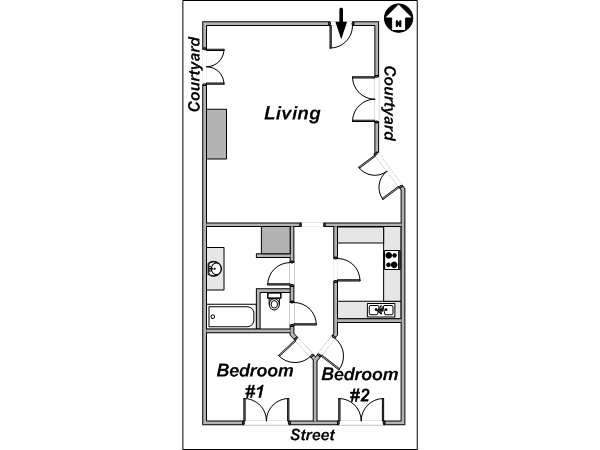 Paris T3 appartements location vacances - plan schématique (PA-3362) Paris T3 appartements location vacances - plan schématique (PA-3362)