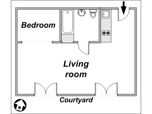 Paris Alcove Studio accommodation - layout 