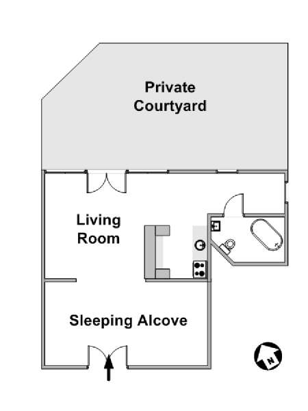 Paris Studio/T1 appartements location vacances - plan schématique Paris Studio/T1 appartements location vacances - plan schématique