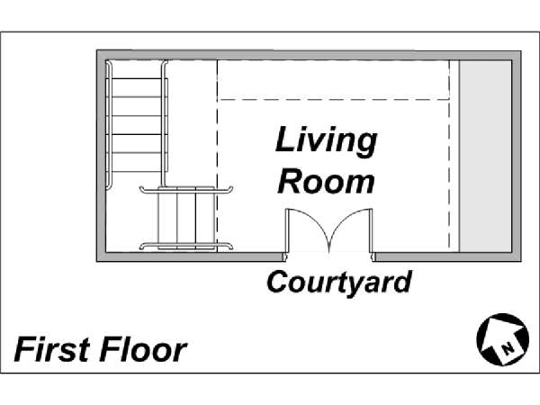 Paris T2 - Duplex - Maison citadine appartements location vacances - plan sch&eacute;matique 1