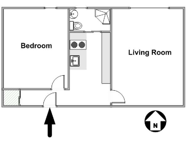 Paris 1 Bedroom apartment - apartment layout  (PA-3387)