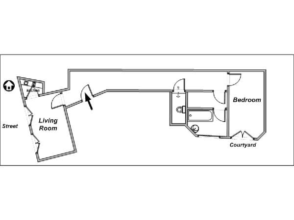 Par&iacute;s 1 Dormitorio apartamento - esquema  (PA-3389)