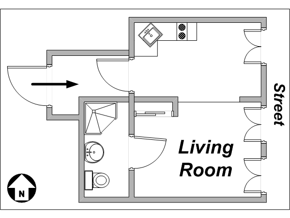 Paris Studio apartment - layout (PA-3397) Paris Studio apartment - layout (PA-3397)
