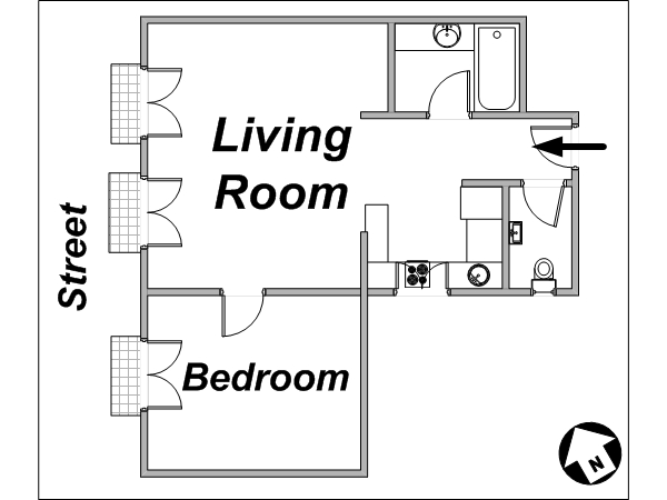 Parigi 1 Camera appartamento casa vacanze - layout Parigi 1 Camera appartamento casa vacanze - layout