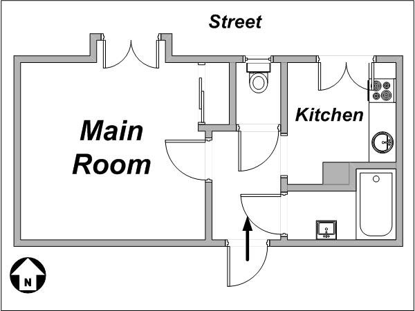 Paris Studio/T1 logements location appartements - plan sch&eacute;matique  (PA-3404)