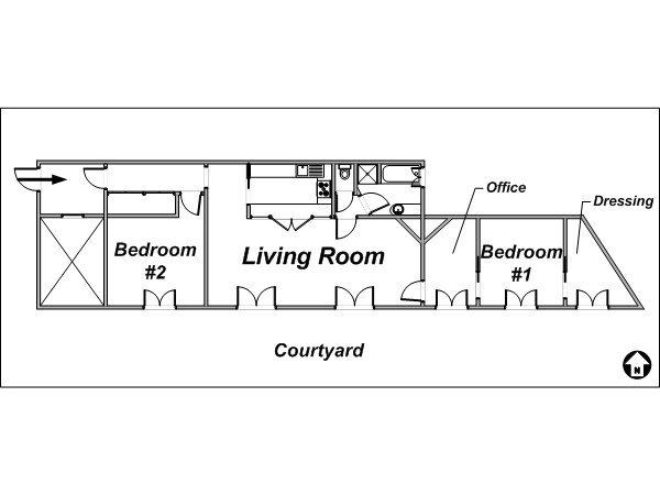 Paris T3 appartements location vacances - plan schématique (PA-3409) Paris T3 appartements location vacances - plan schématique (PA-3409)
