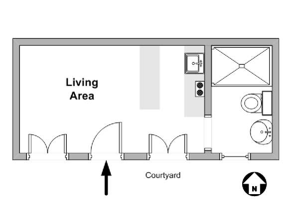 Paris Studio/T1 appartements location vacances - plan sch&eacute;matique 