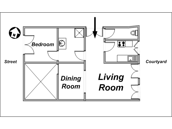 Par&iacute;s 1 Dormitorio apartamento - esquema 