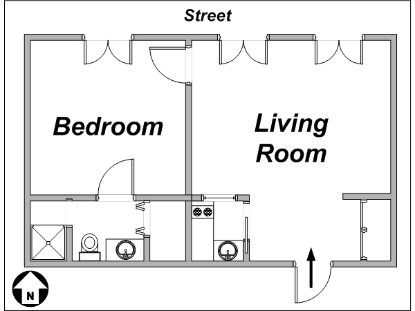 Paris 2 Zimmer wohnungsvermietung - layout  (PA-3423)