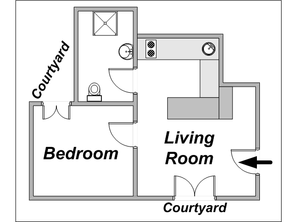 Paris 1 Bedroom apartment - layout (PA-3427) Paris 1 Bedroom apartment - layout (PA-3427)