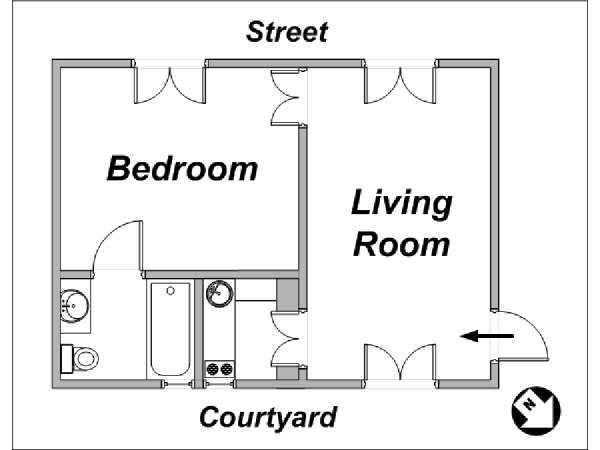 Paris 1 Bedroom accommodation - layout Paris 1 Bedroom accommodation - layout