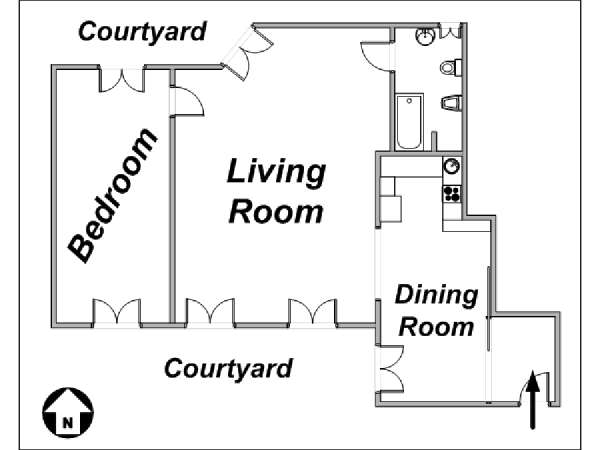 Paris 2 Zimmer - Loft wohnungsvermietung - layout  (PA-3432)