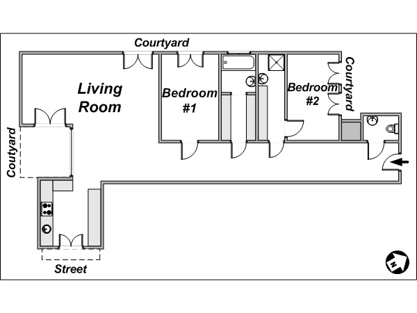 Paris T3 logements location appartements - plan sch&eacute;matique  (PA-3436)