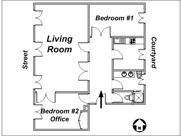 Paris T3 appartements location vacances - plan schématique (PA-3438) Paris T3 appartements location vacances - plan schématique (PA-3438)