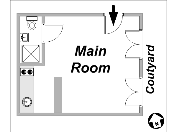 Paris Studio accommodation - layout Paris Studio accommodation - layout