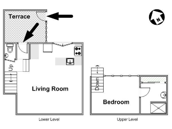 Par&iacute;s 1 Dormitorio - D&uacute;plex apartamento - esquema  (PA-3460)