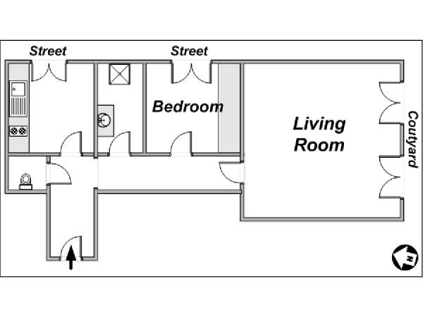 Paris T2 logements location appartements - plan schématique Paris T2 logements location appartements - plan schématique