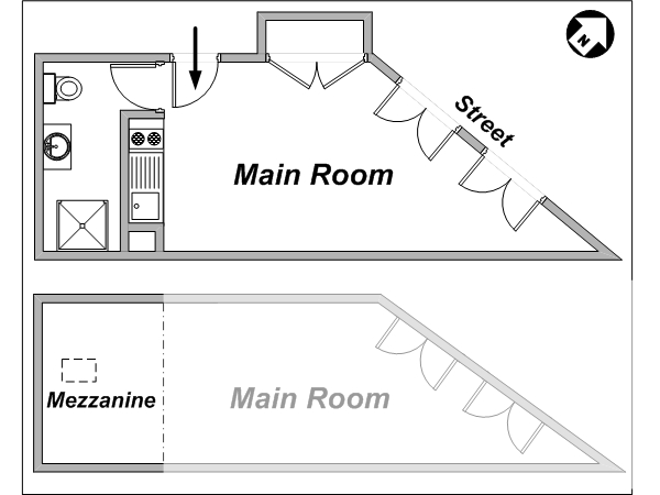 Paris Studio/T1 - Duplex logements location appartements - plan schématique (PA-3479) Paris Studio/T1 - Duplex logements location appartements - plan schématique (PA-3479)