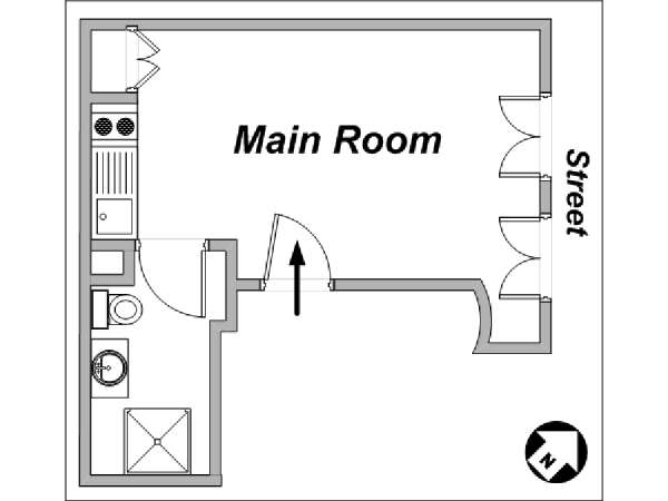 Paris Studio/T1 logements location appartements - plan sch&eacute;matique  (PA-3480)