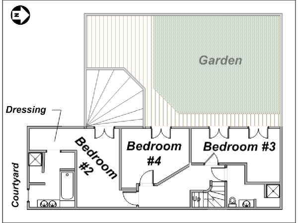 Paris T4 - Duplex appartements location vacances - plan sch&eacute;matique 1