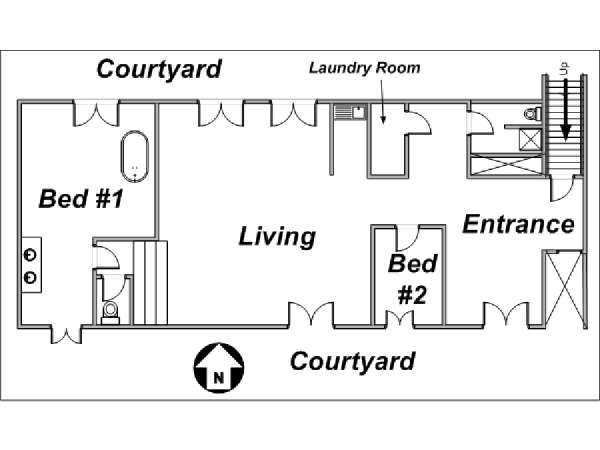 Paris 2 Zimmer wohnungsvermietung - layout 