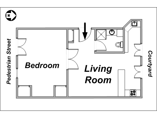 Paris 1 Bedroom apartment - layout Paris 1 Bedroom apartment - layout