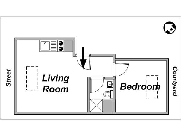 Paris 1 Bedroom apartment - layout 