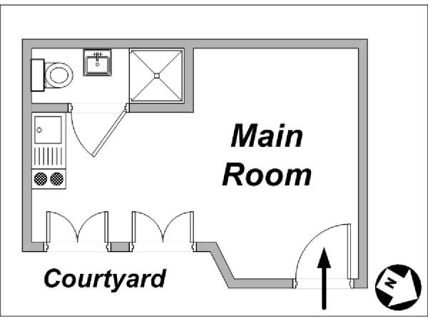 Paris Studio/T1 logements location appartements - plan schématique Paris Studio/T1 logements location appartements - plan schématique