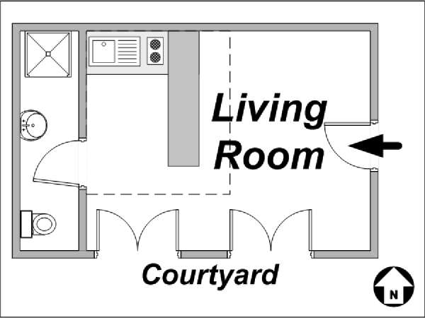 Paris Studio accommodation - layout 