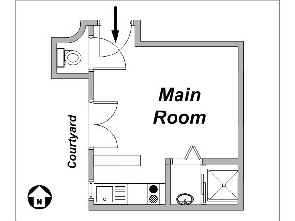 Paris Studio apartment - layout  (PA-3536)