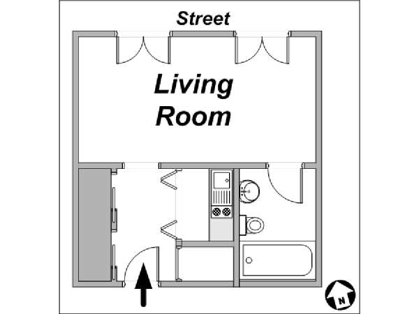 Paris Studio accommodation - layout  (PA-3541)