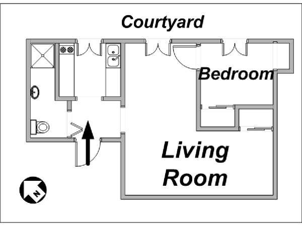 Parigi 1 Camera appartamento casa vacanze - layout 