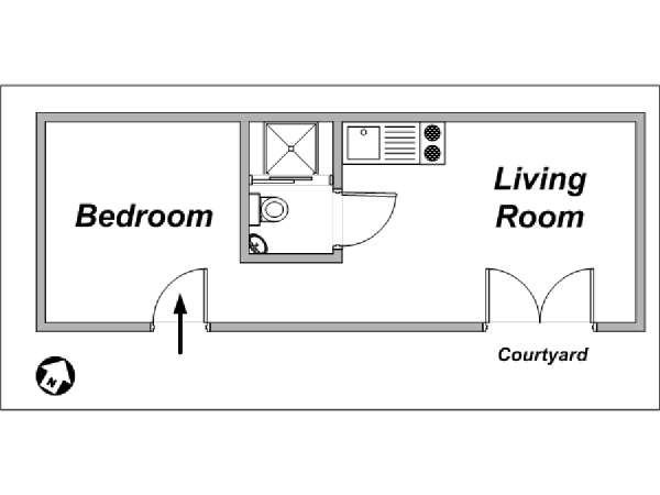 Paris 1 Bedroom apartment - layout  (PA-3546)