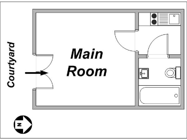 Paris Studio accommodation - layout (PA-3548) Paris Studio accommodation - layout (PA-3548)
