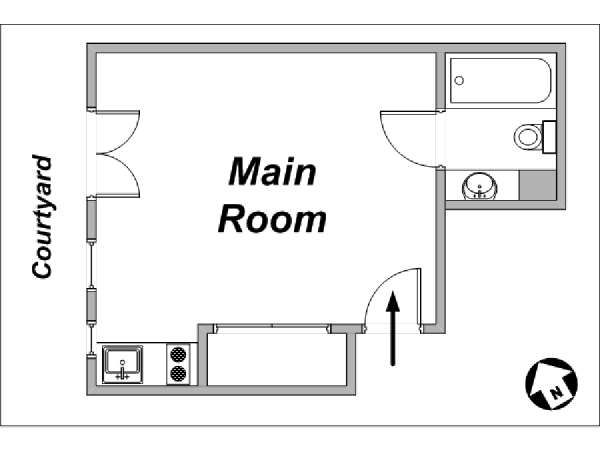 Paris Studio/T1 logements location appartements - plan schématique (PA-3552) Paris Studio/T1 logements location appartements - plan schématique (PA-3552)