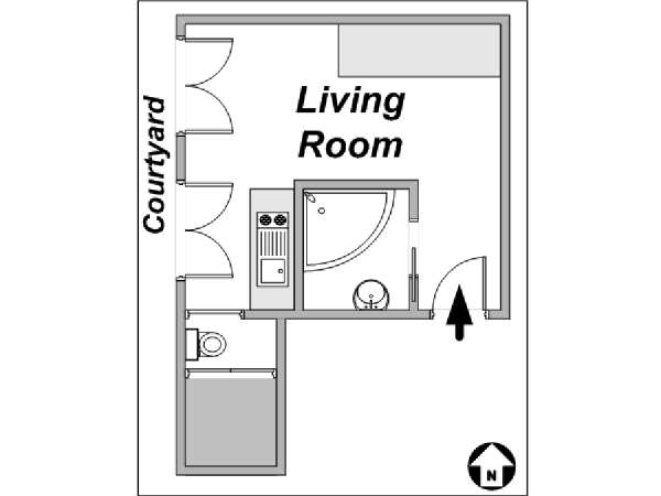 Paris Studio apartment - apartment layout  (PA-3556)