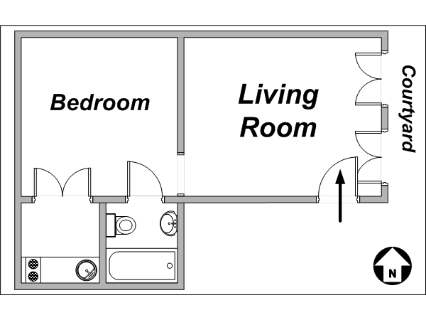 Paris 2 Zimmer ferienwohnung - layout  (PA-3557)