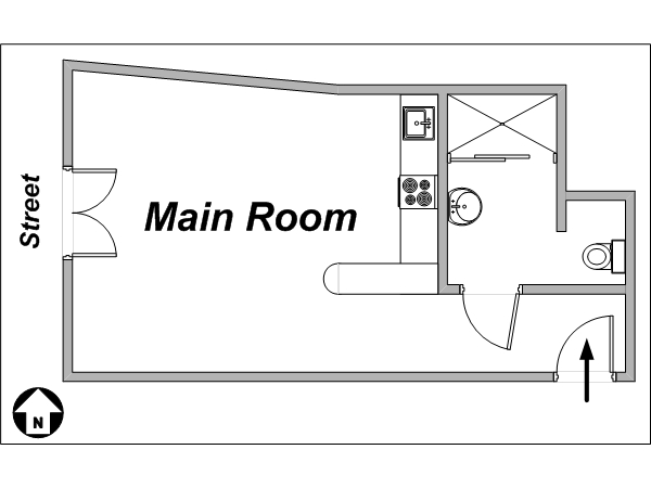 Paris Studio/T1 logements location appartements - plan sch&eacute;matique  (PA-3560)