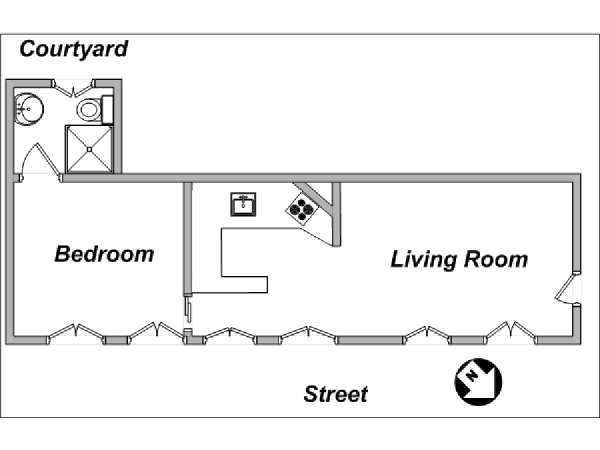 Paris 1 Bedroom accommodation - layout  (PA-3574)