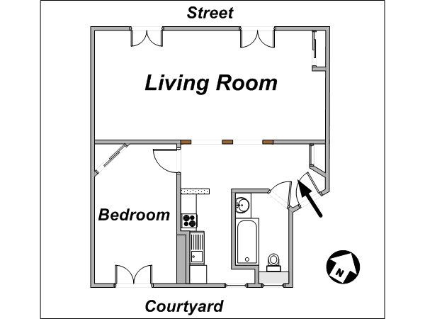 Paris 2 Zimmer ferienwohnung - layout (PA-3578) Paris 2 Zimmer ferienwohnung - layout (PA-3578)